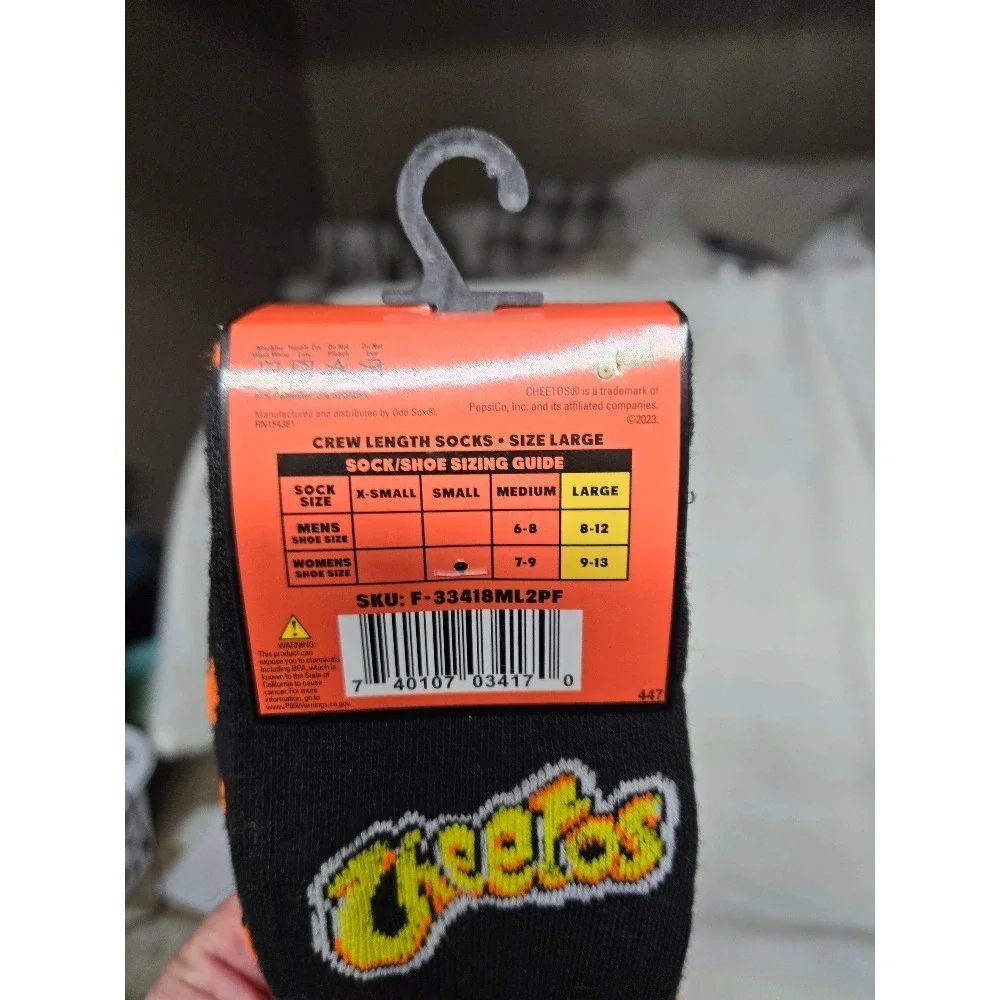 Cheetos Socks‎ 2-Pair Crew Length Novelty Socks Orange Black Men's Size L
